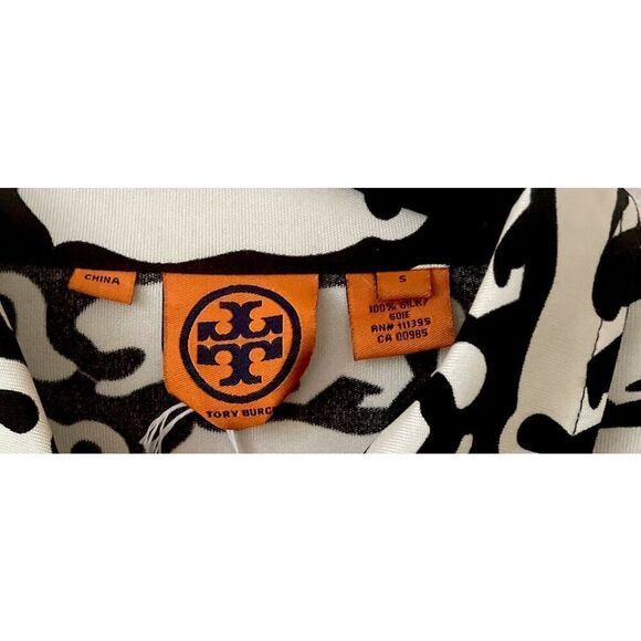 Tory Burch Tricot Silk Printed 3/4 Sleeve Sheath Dress Size Small Black/White - Picture 2 of 6